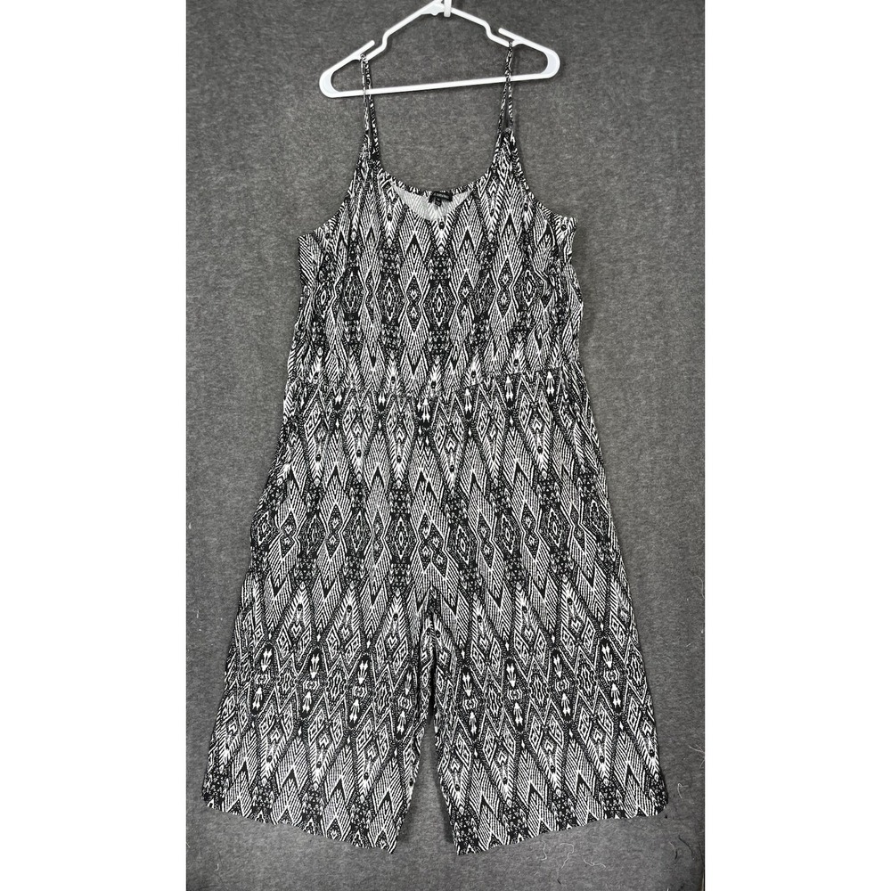 Lane Bryant Romper Black White Aztec Southwestern Cropped Wide Leg Plus Size 28